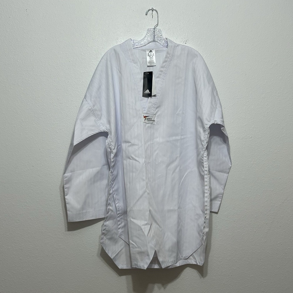 NWT Adidas White Striped World Taekwondo Martial Arts Uniform Coat Mens Size 200